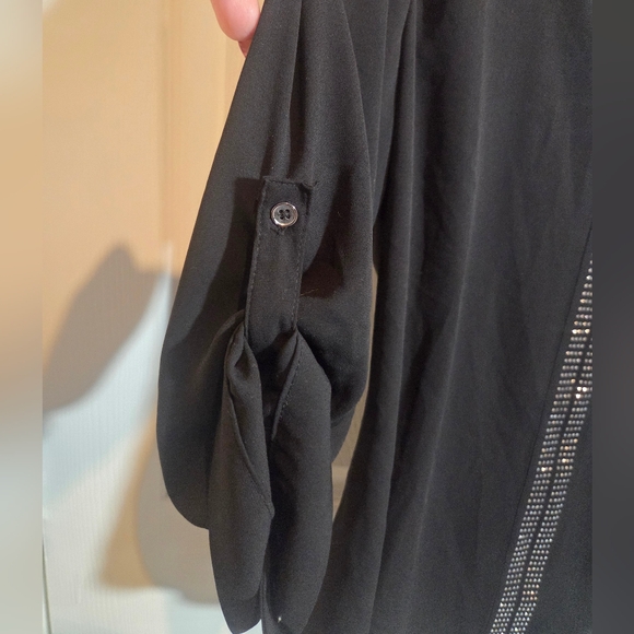 Buckle Black Blouse with Silver Detailing - Picture 3 of 6